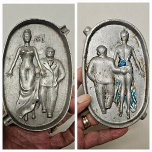 Vintage Novelty Erotic Naughty Risque Double-sided Cast Iron Ashtray